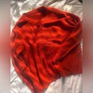 Rust Red-orange Knit Cardigan Button Front Sweater Women’s Small